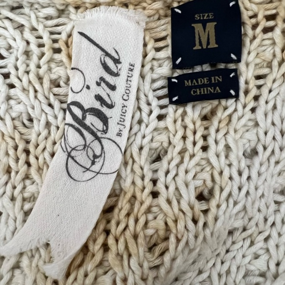 Bird by Juicy Couture tea stained tie dye cable knit cropped cardigan sweater - Picture 5 of 6